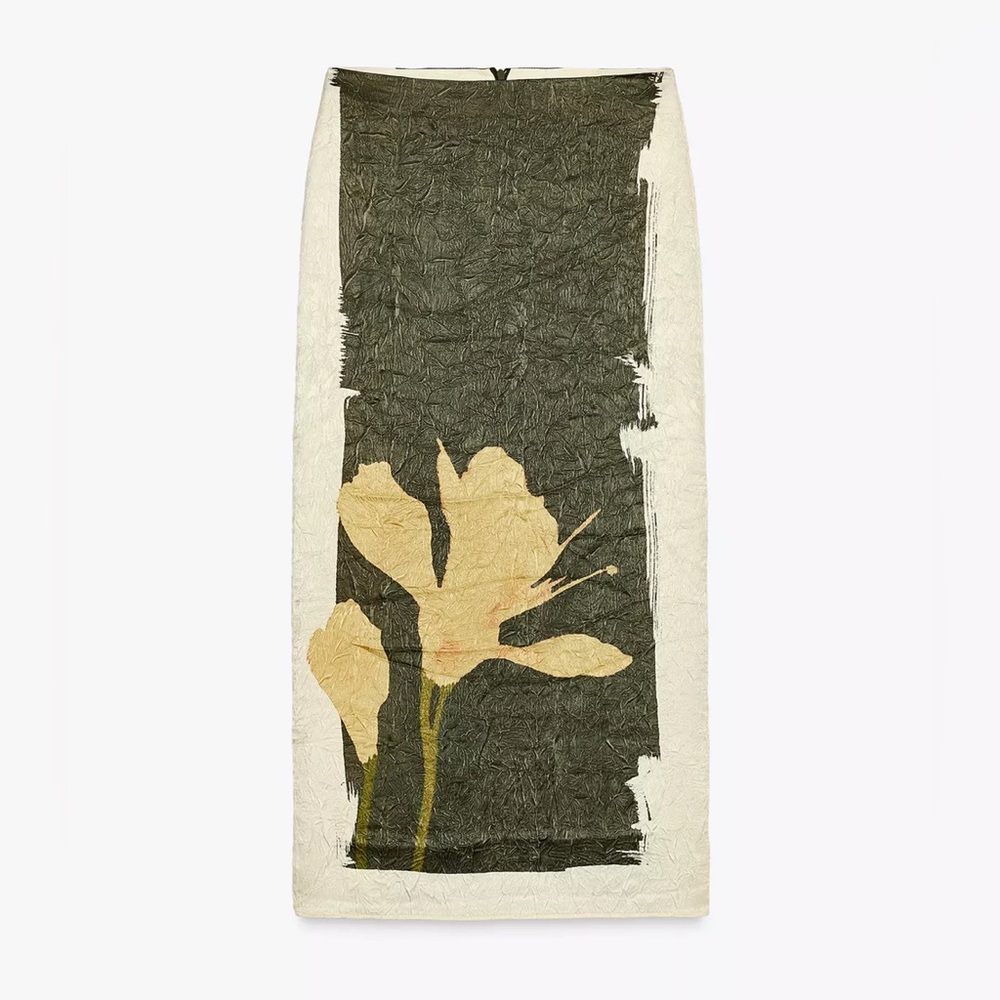 Zara Printed Midi Skirt Yellow Flower Size xs - Picture 4 of 5